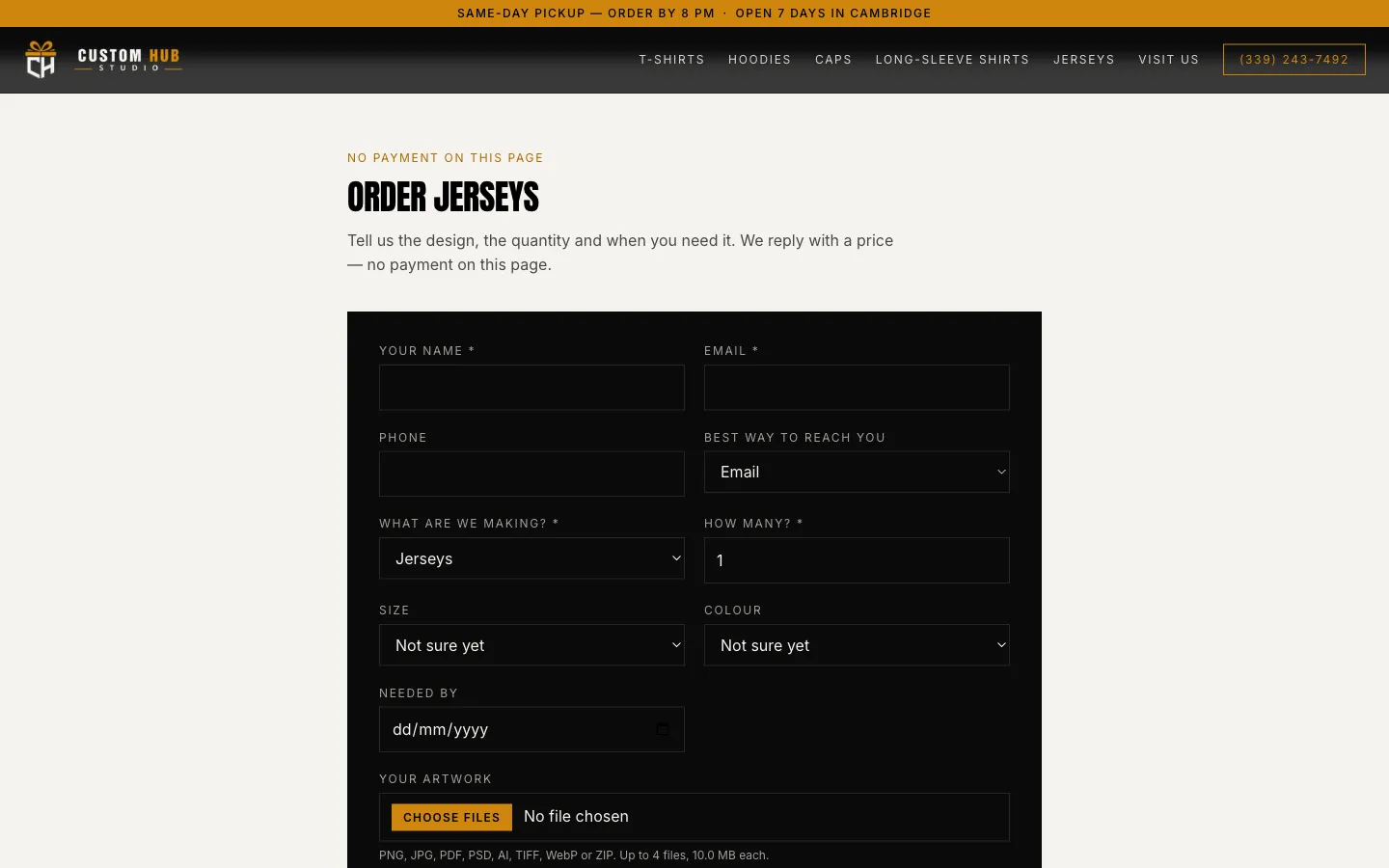 Custom Hub Studio Brand & Order Site image 4